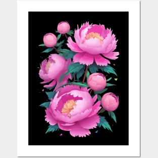 Pink Peony Roses Posters and Art